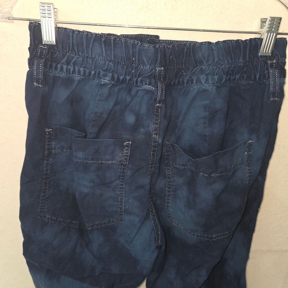AMO Paperbag Pant Women‎ 26 Indigo Tie Dye High Rise Cotton Tapered Utility Crop - Picture 8 of 11